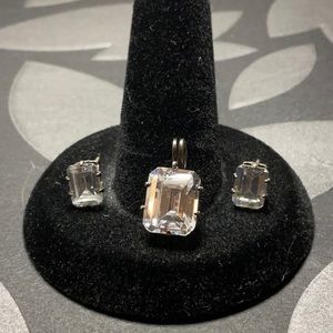 CZ emerald cut earrings and matching charm